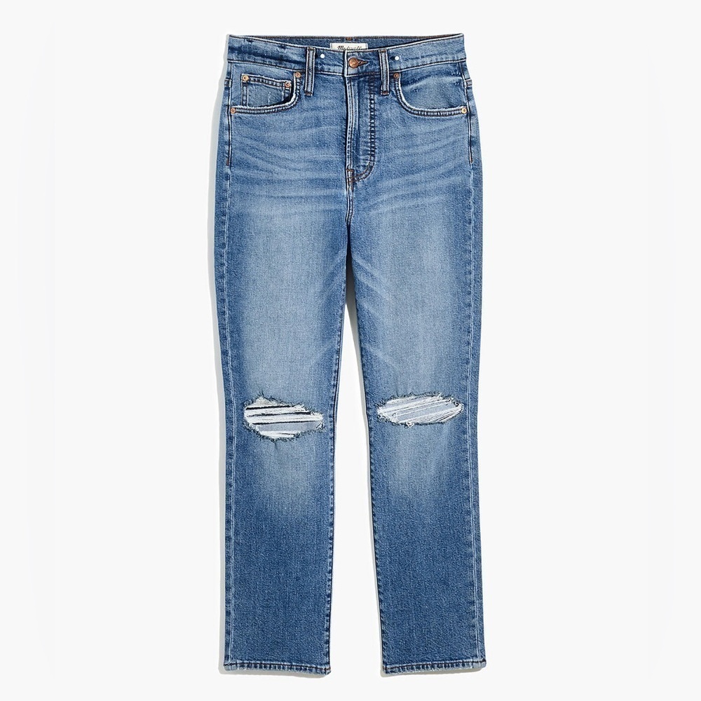 MadeWell The Perfect Vintage Crop Jean in Gooding Wash: Knee-Rip Edition ND503
